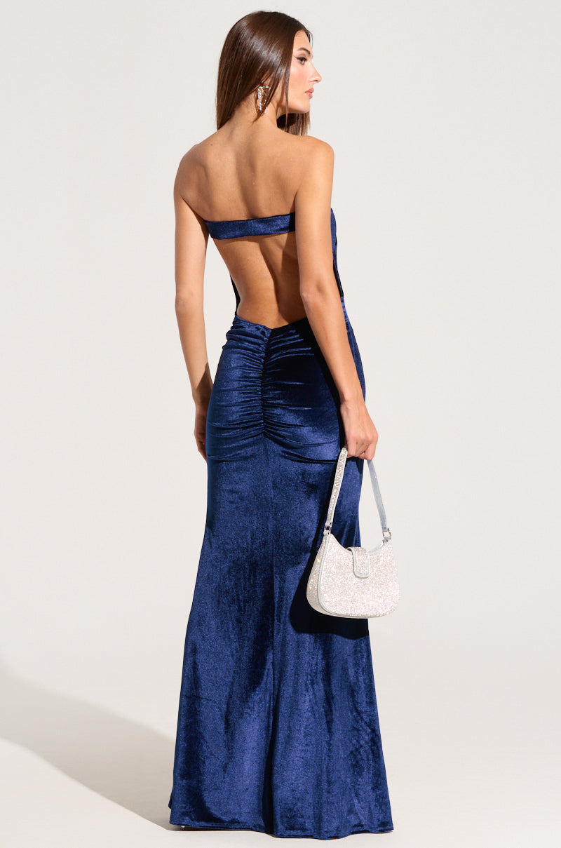 LOST YOUR CHANCE NAVY VELVET MAXI DRESS