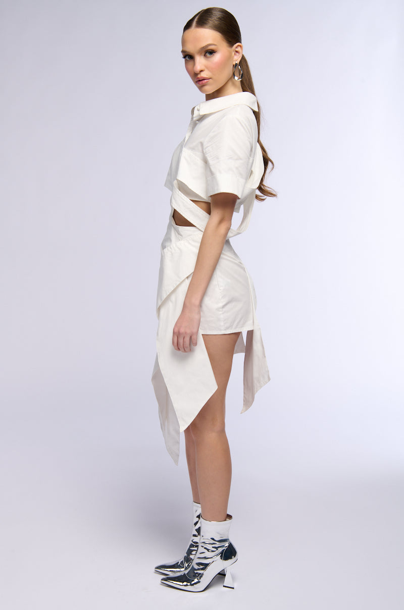 RIRI CUT OUT POPLIN MIDI DRESS