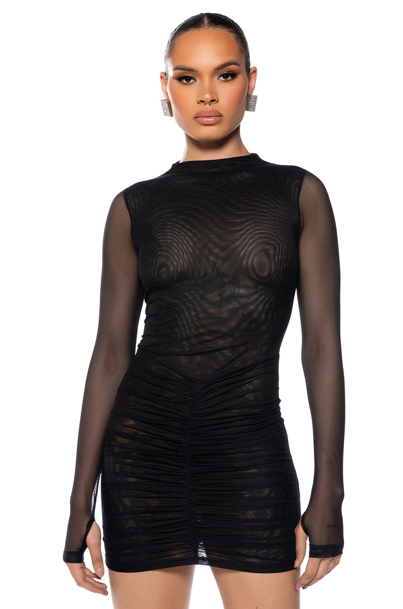 MYSTERY WOMAN MESH LONGSLEEVE DRESS