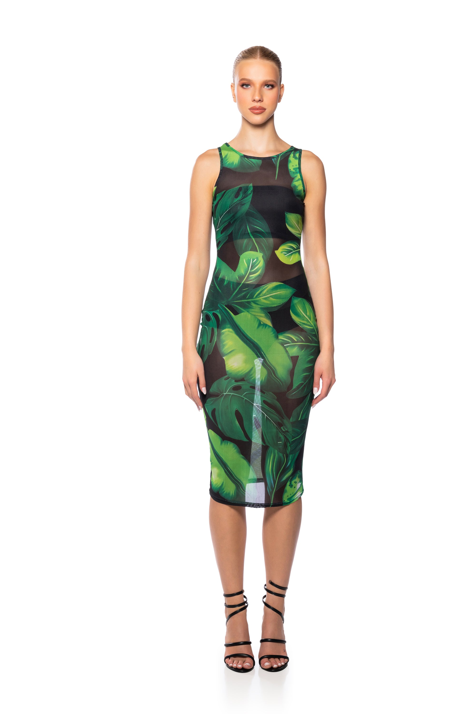 DAYNA PRINTED MESH MAXI DRESS
