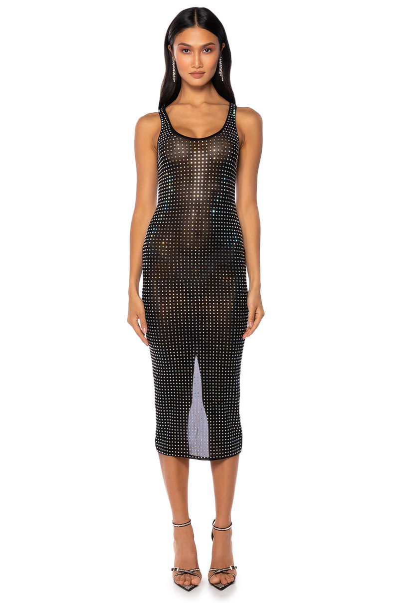 YULIA MESH SPARKLE MIDI DRESS
