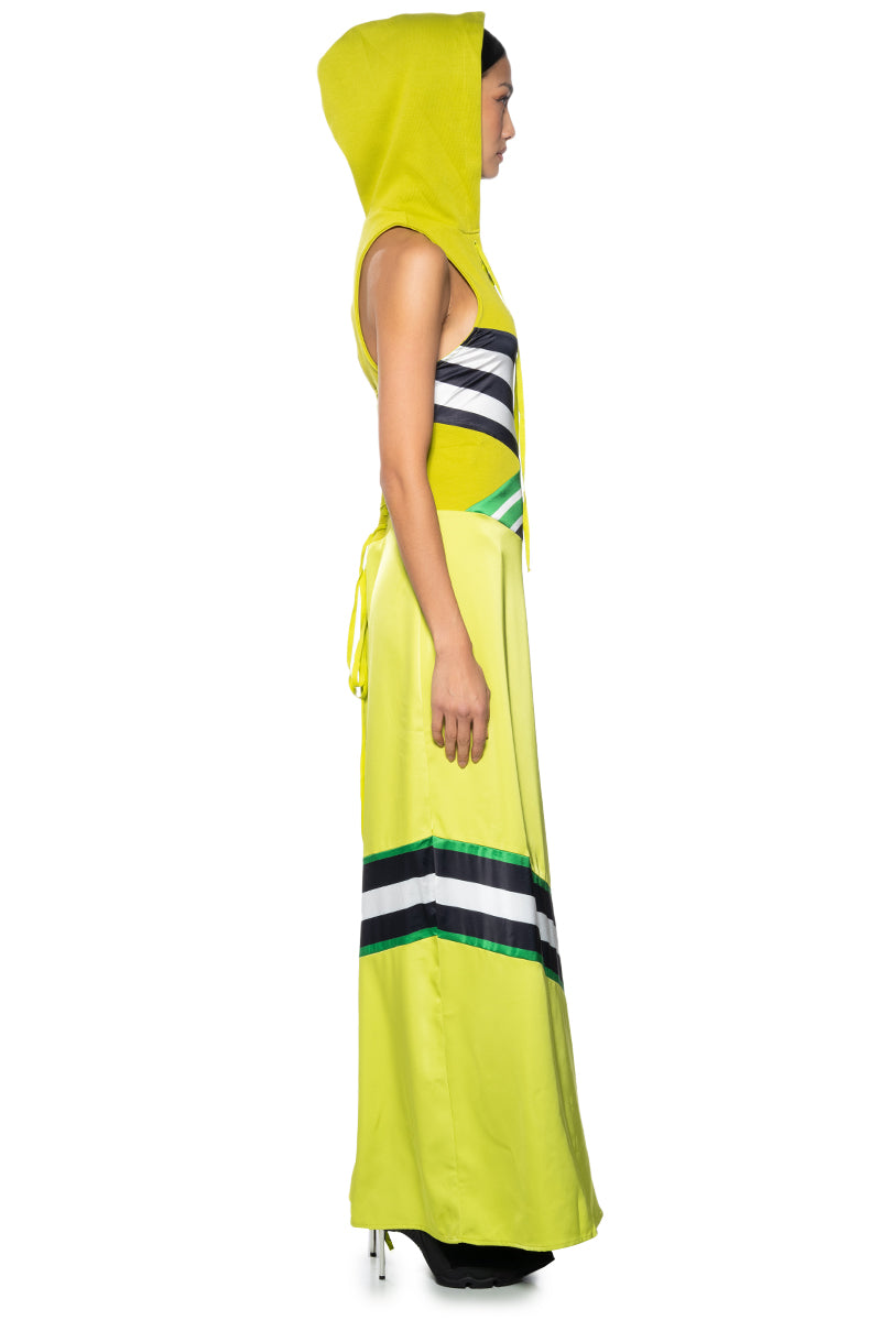 BONDI PATCHWORK HOODED MAXI DRESS