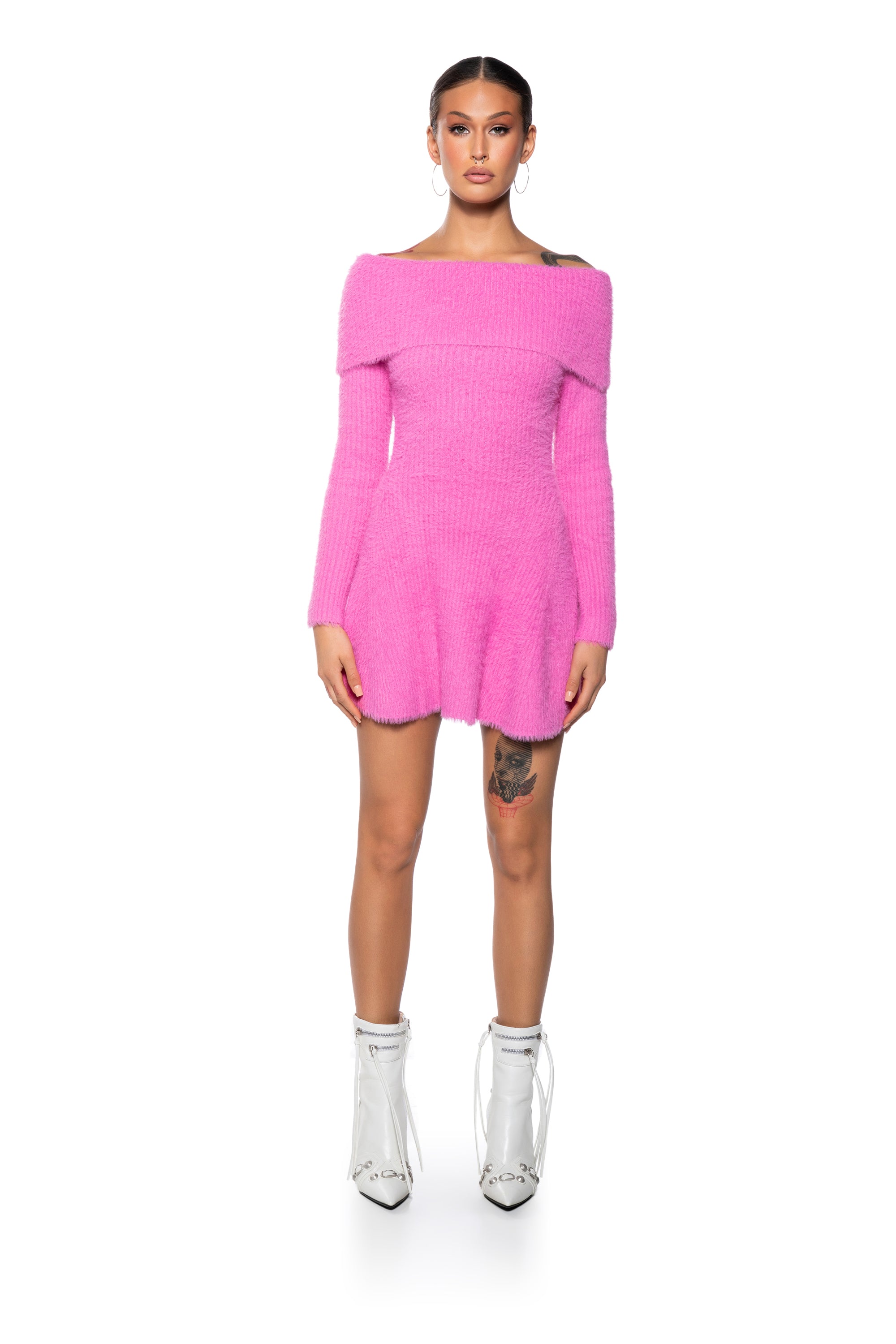 ARI OFF THE SHOULDER KNIT MINI DRESS