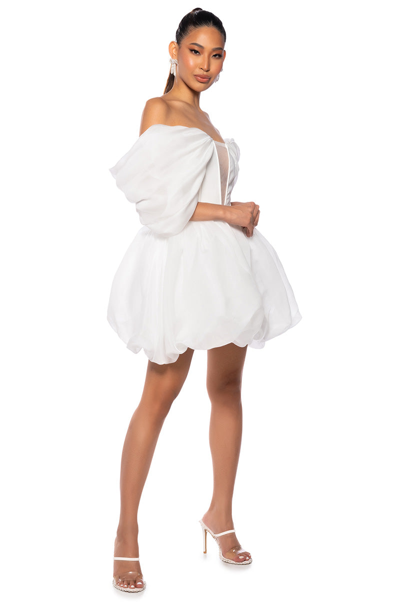 GIA OFF THE SHOULDER PUFF SLEEVE MINI DRESS