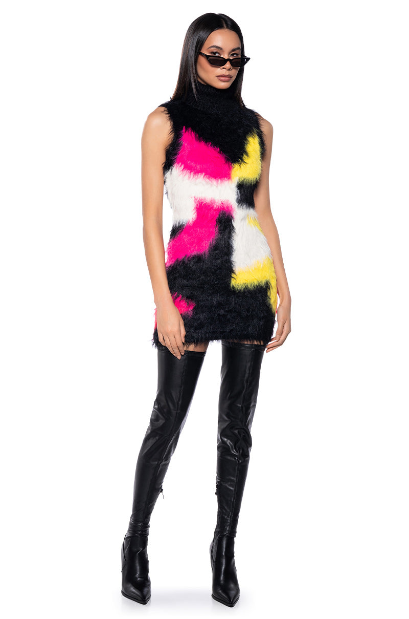 KIKI ULTRA FUZZY BODYCON MINI DRESS