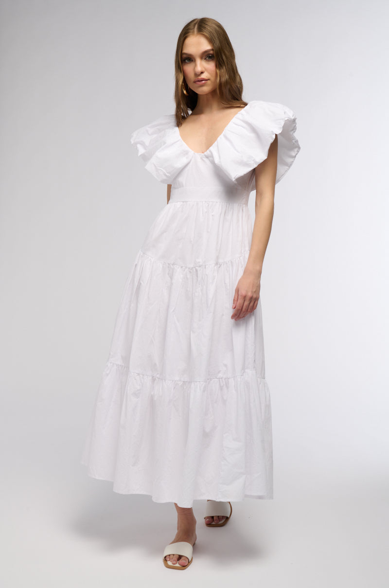 SUNDAY MARKET POPLIN CAP SLEEVE MAXI DRESS