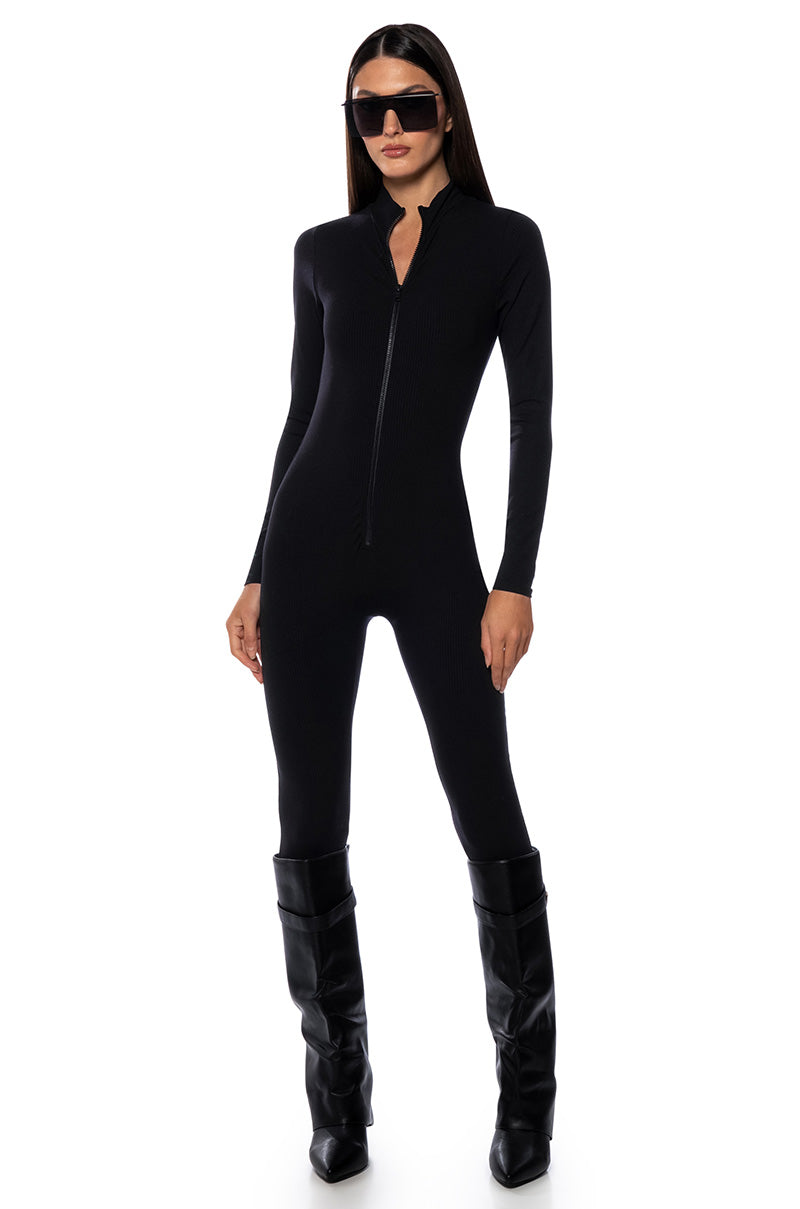 STEP UP ZIP FRONT JUMPSUIT