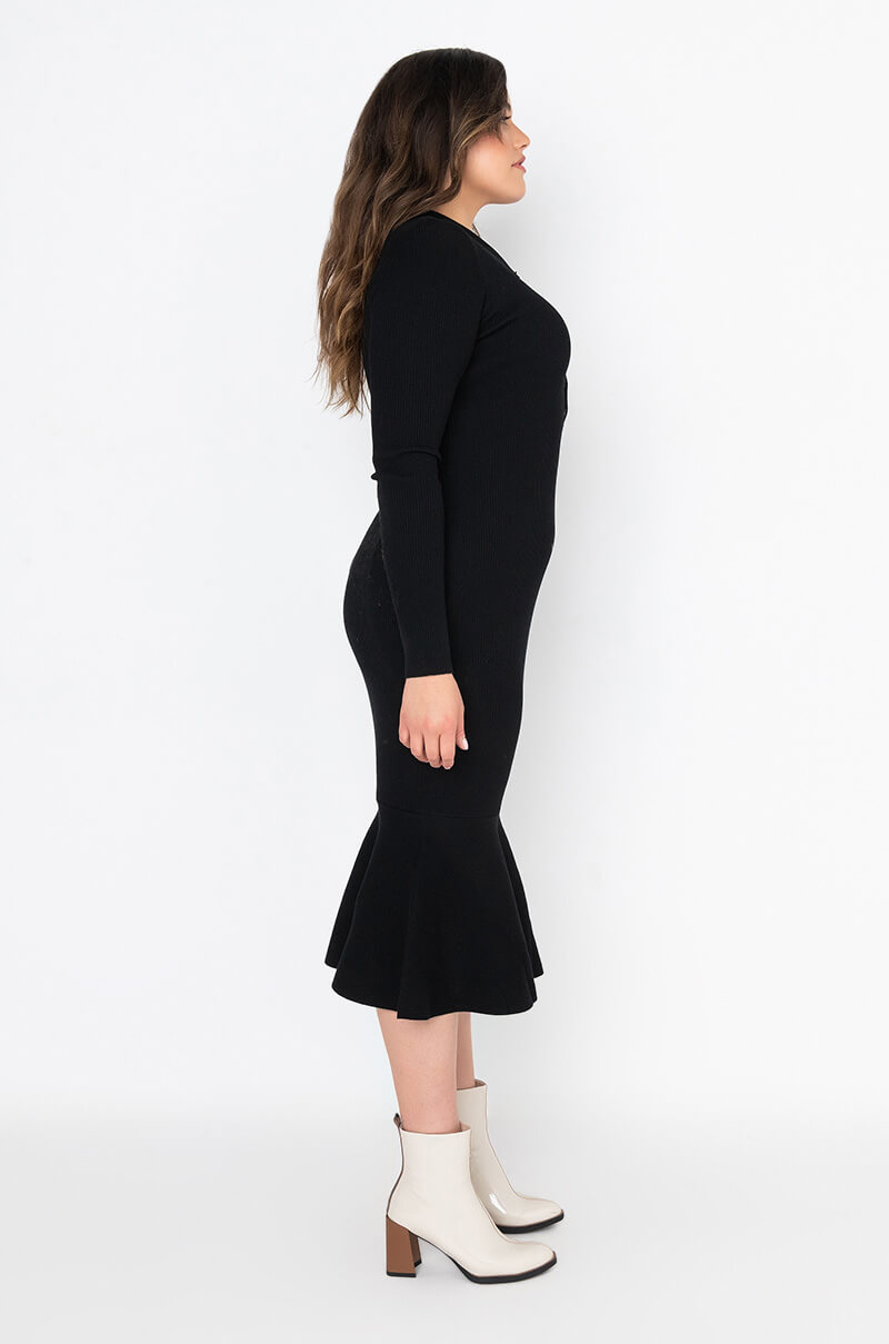 PLUS GOOD LOVE LONG SLEEVE MERMAID MIDI DRESS