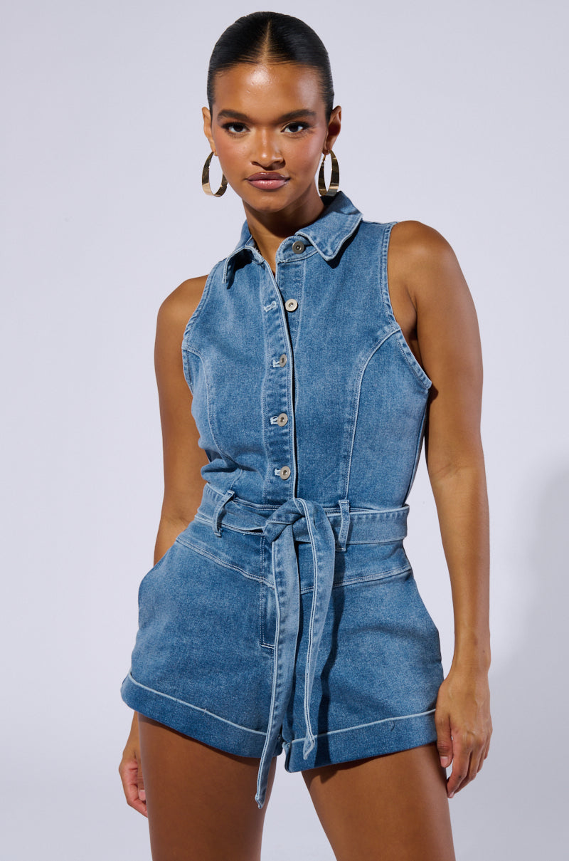 SAYLOR DENIM ROMPER