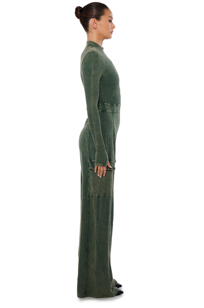 KELLY QUARTER ZIP CARGO JUMPSUIT
