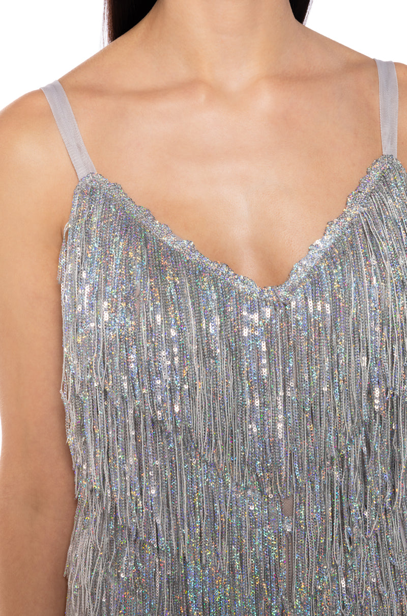 SHOW UP FRINGE MINI DRESS