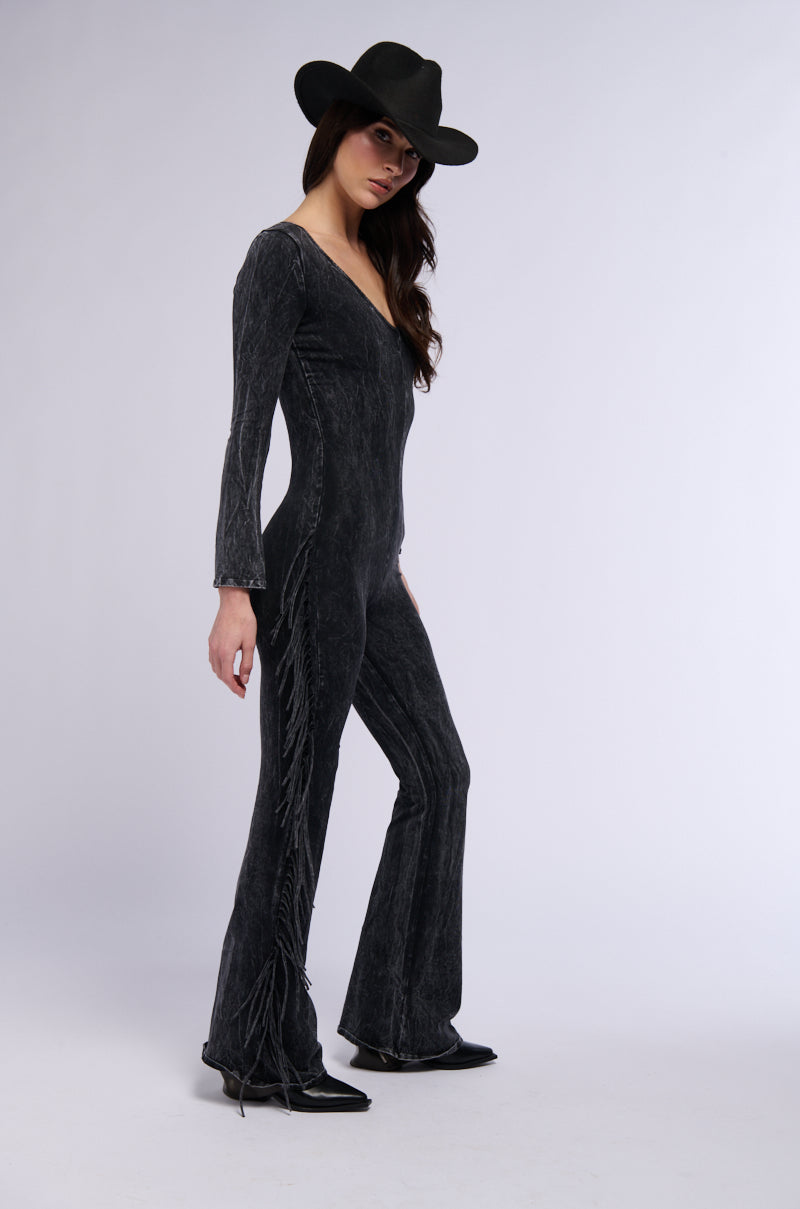 PARTY IN THE BACK FRINGE JUMPSUIT