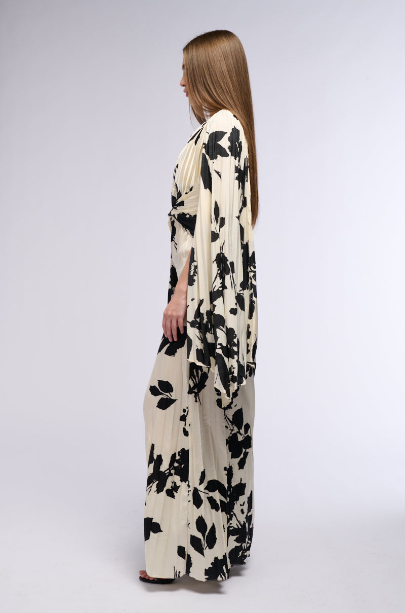 ISNT SHE LOVELY PRINTED SATIN PLEATED JUMPSUIT