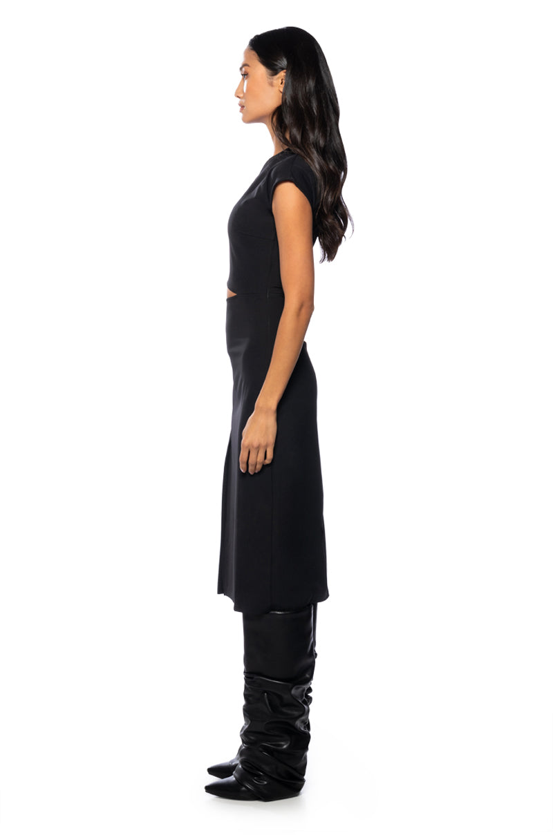 TERRY CUT OUT TSHIRT MIDI DRESS