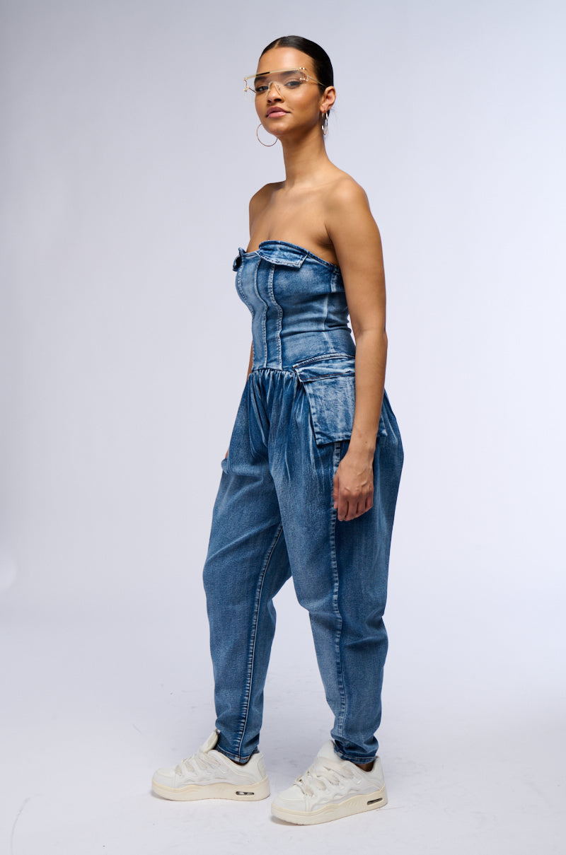 TILL WE MEET AGAIN DENIM JUMPSUIT