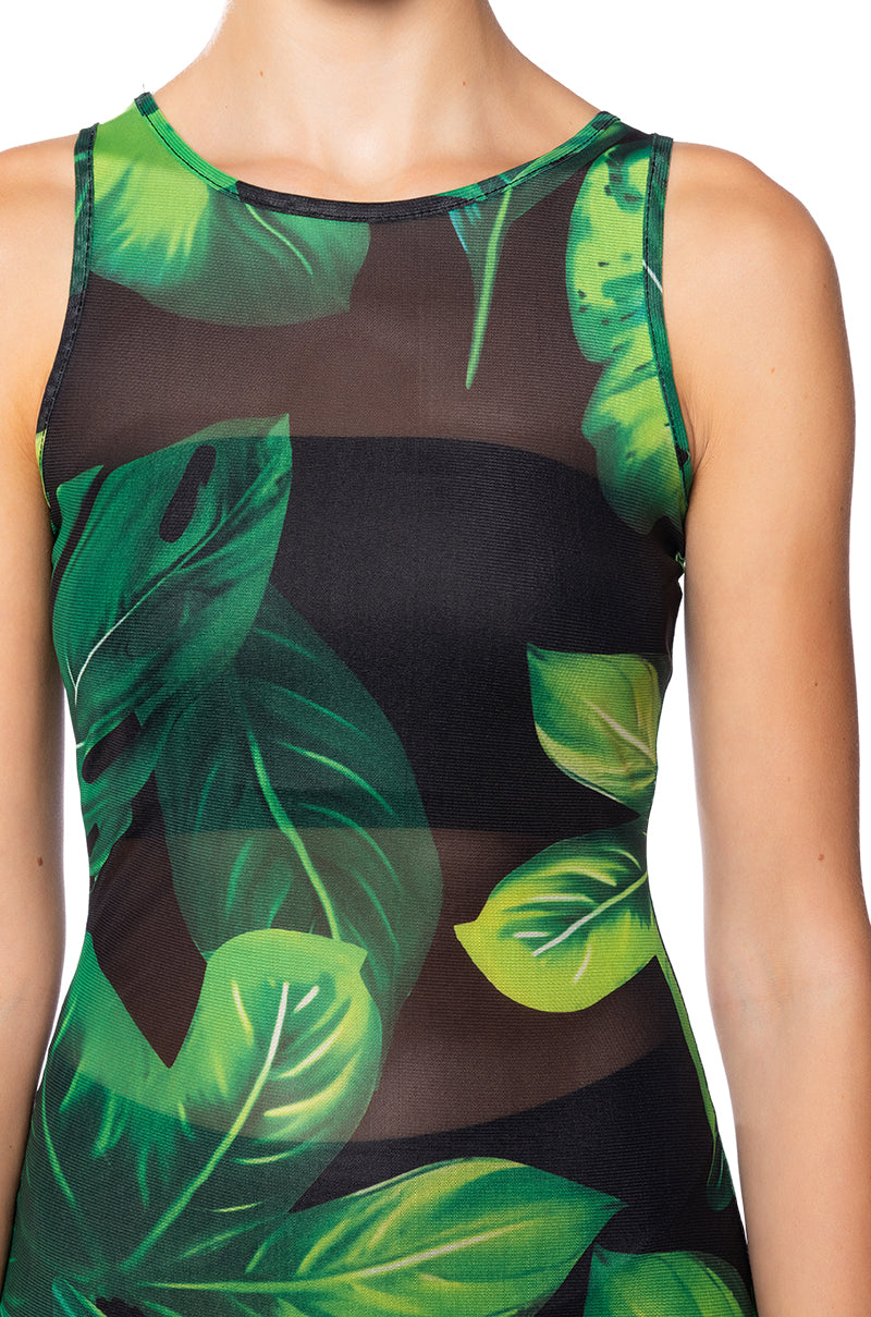 DAYNA PRINTED MESH MAXI DRESS