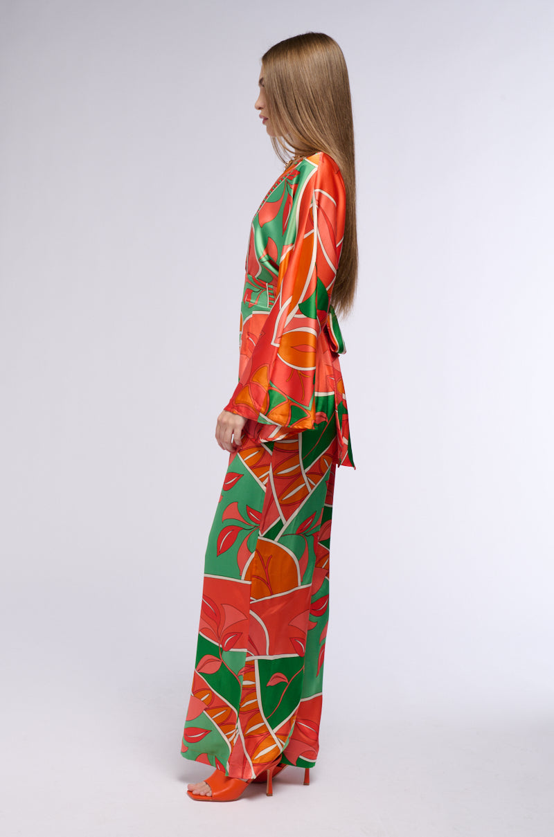 PRINCESS ORANGE PRINTED WIDE LEG JUMPSUIT