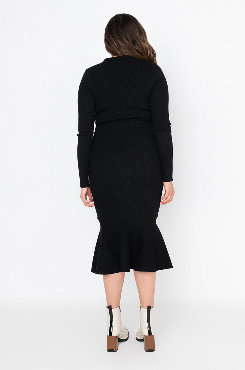 PLUS GOOD LOVE LONG SLEEVE MERMAID MIDI DRESS