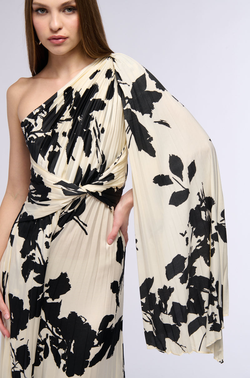 ISNT SHE LOVELY PRINTED SATIN PLEATED JUMPSUIT