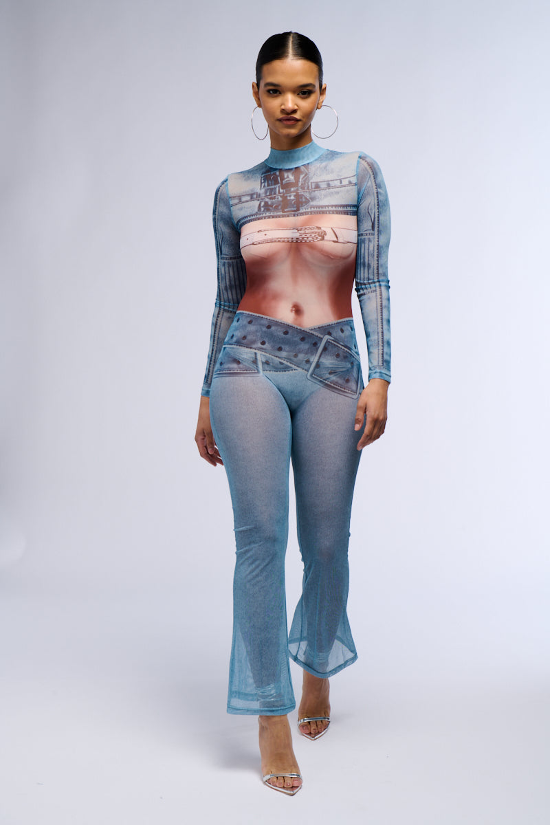 JESSICA MESH PRINTED JUMPSUIT