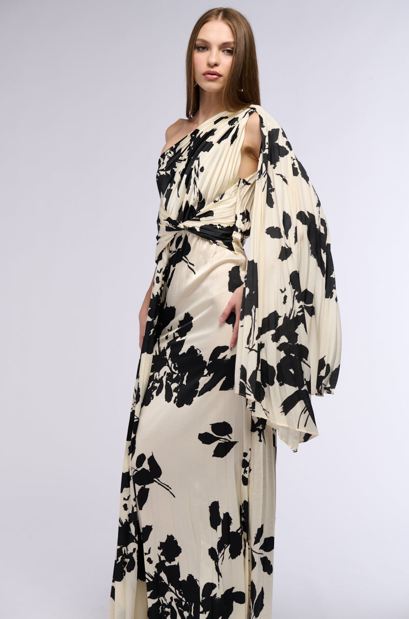 ISNT SHE LOVELY PRINTED SATIN PLEATED JUMPSUIT