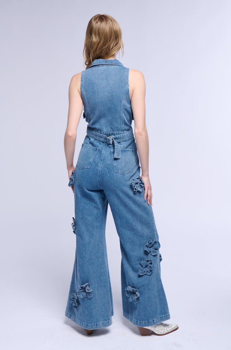 SHILOH FLORAL DENIM JUMPSUIT