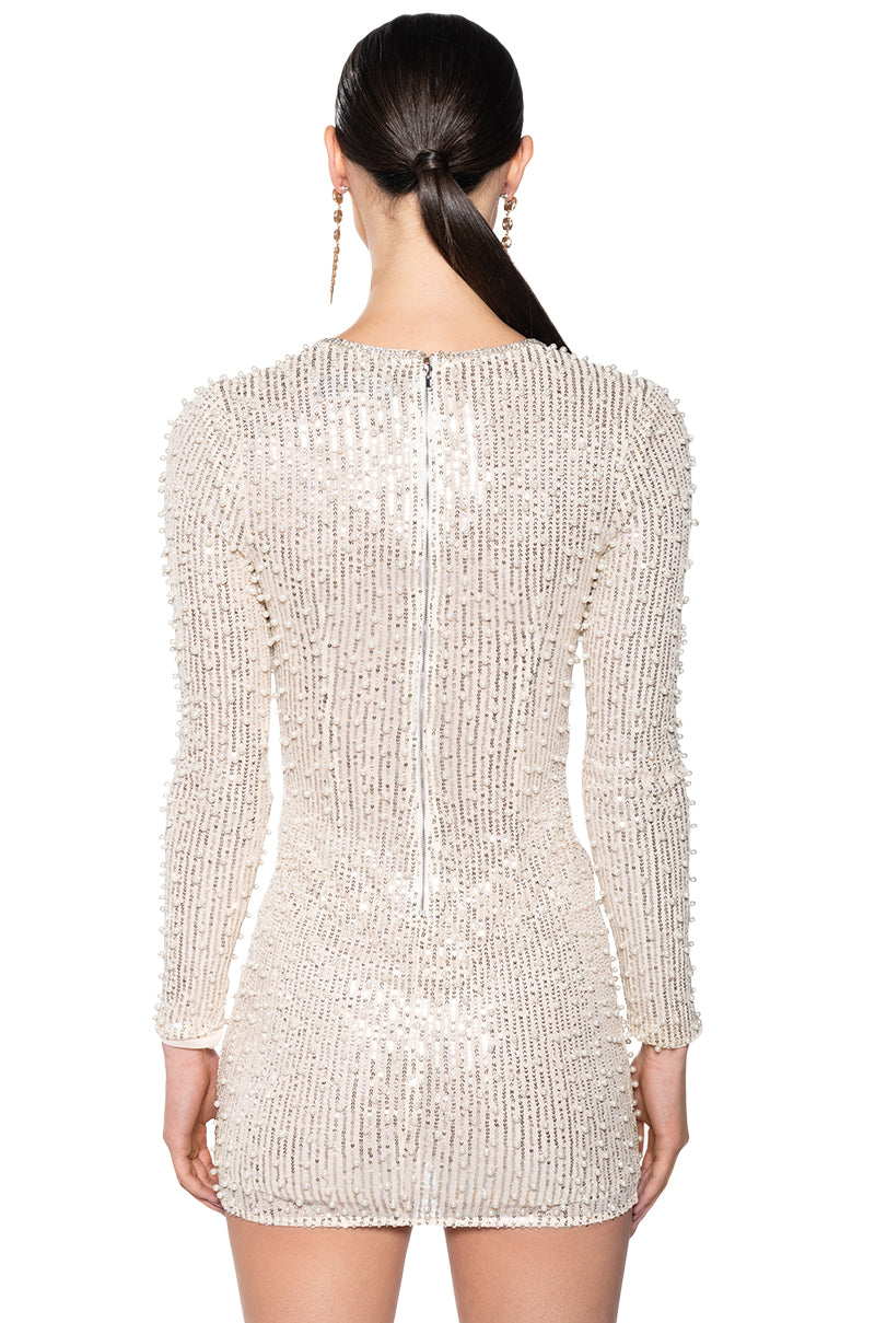 HIGH COMMODITY PEARL DETAIL MINI DRESS