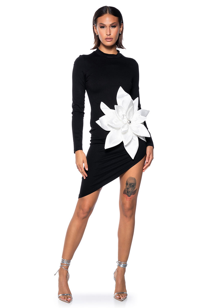 ROXANA ASYMMETRIC LONG SLEEVE MINI DRESS