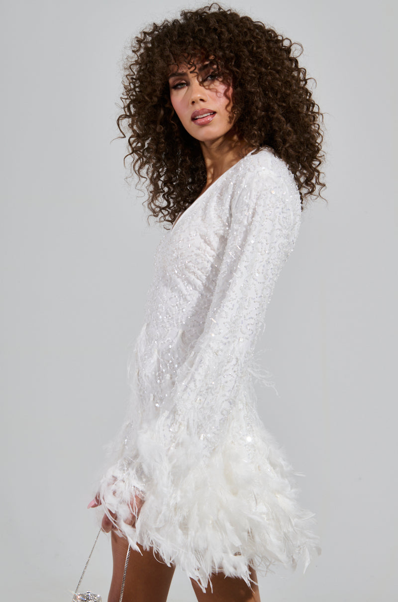 CHLOE FEATHER MINI DRESS