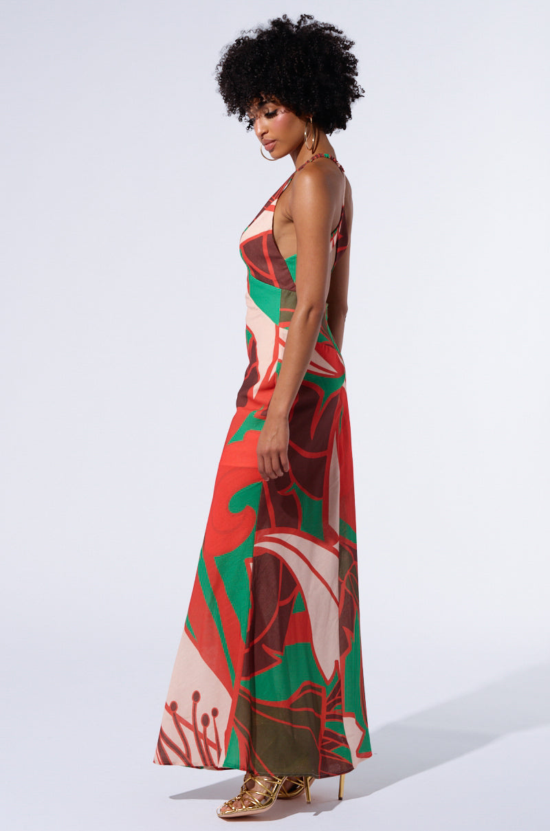 HIBISCUS HONEY PRINTED MAXI DRESS