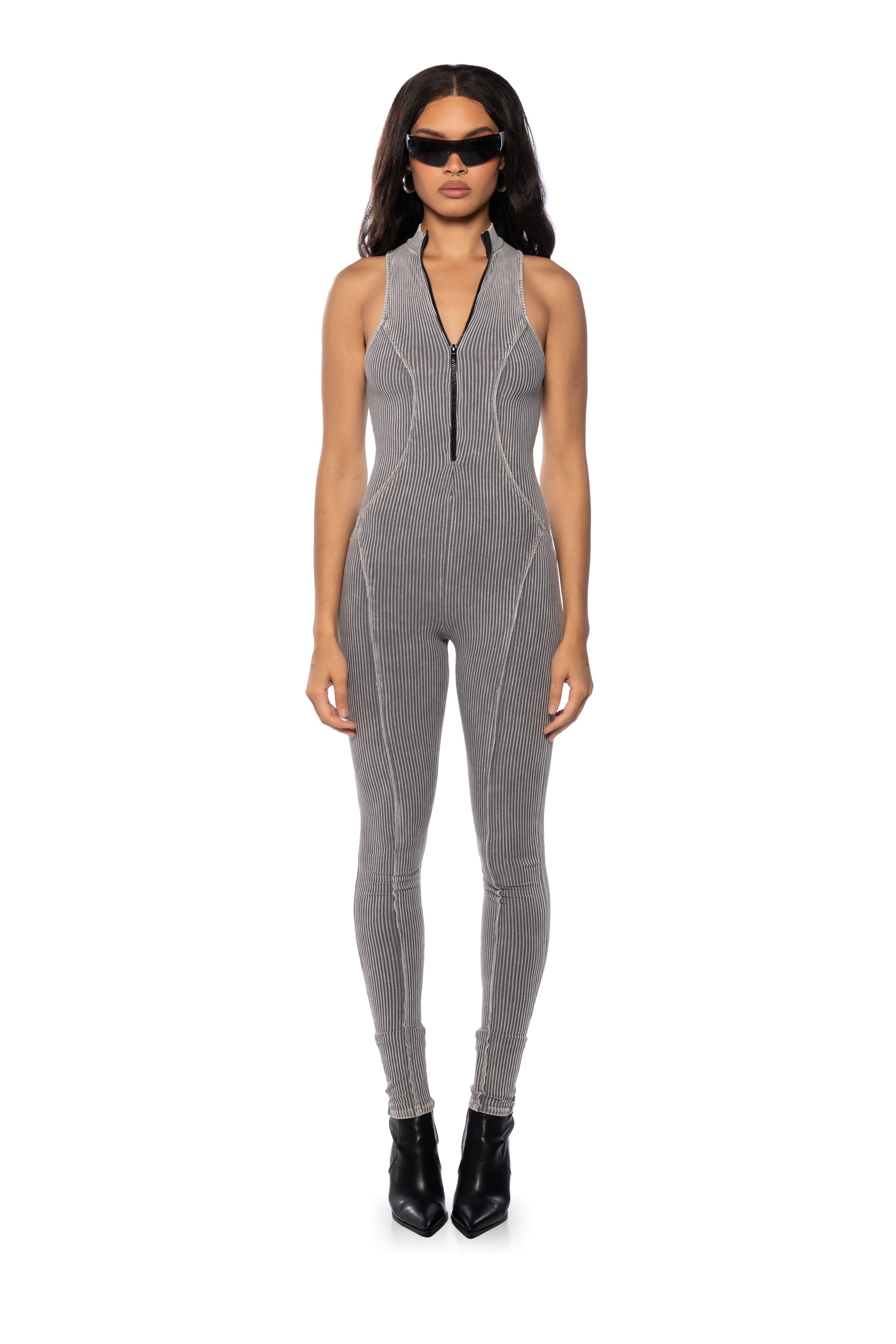 TATIANA ZIP FRONT FITTED JUMPSUIT