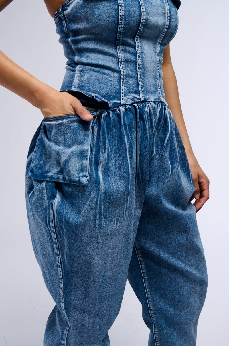 TILL WE MEET AGAIN DENIM JUMPSUIT