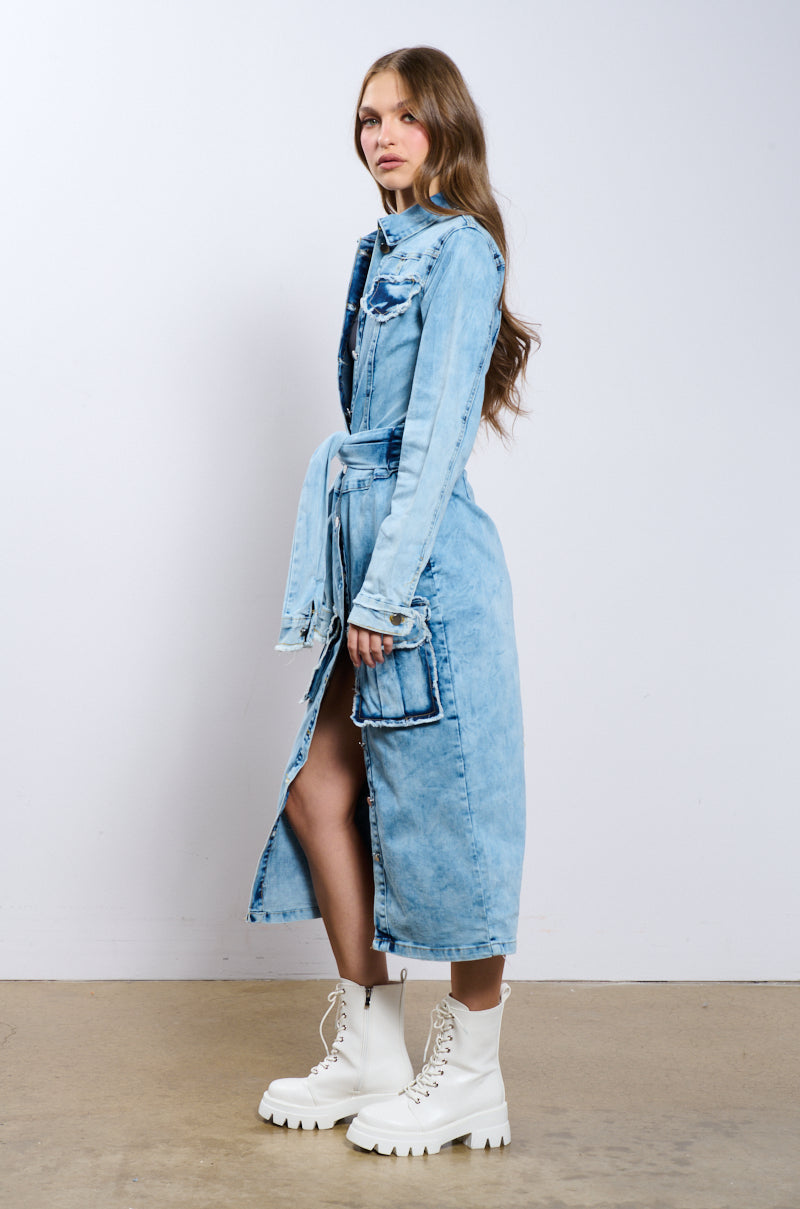 STARTING NEW DENIM MIDI DRESS