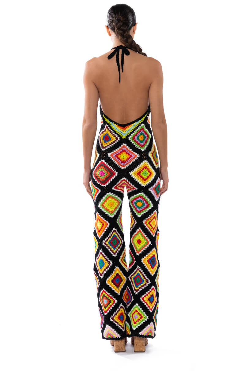 THE WAY YOU GROOVE CROCHET HALTER JUMPSUIT