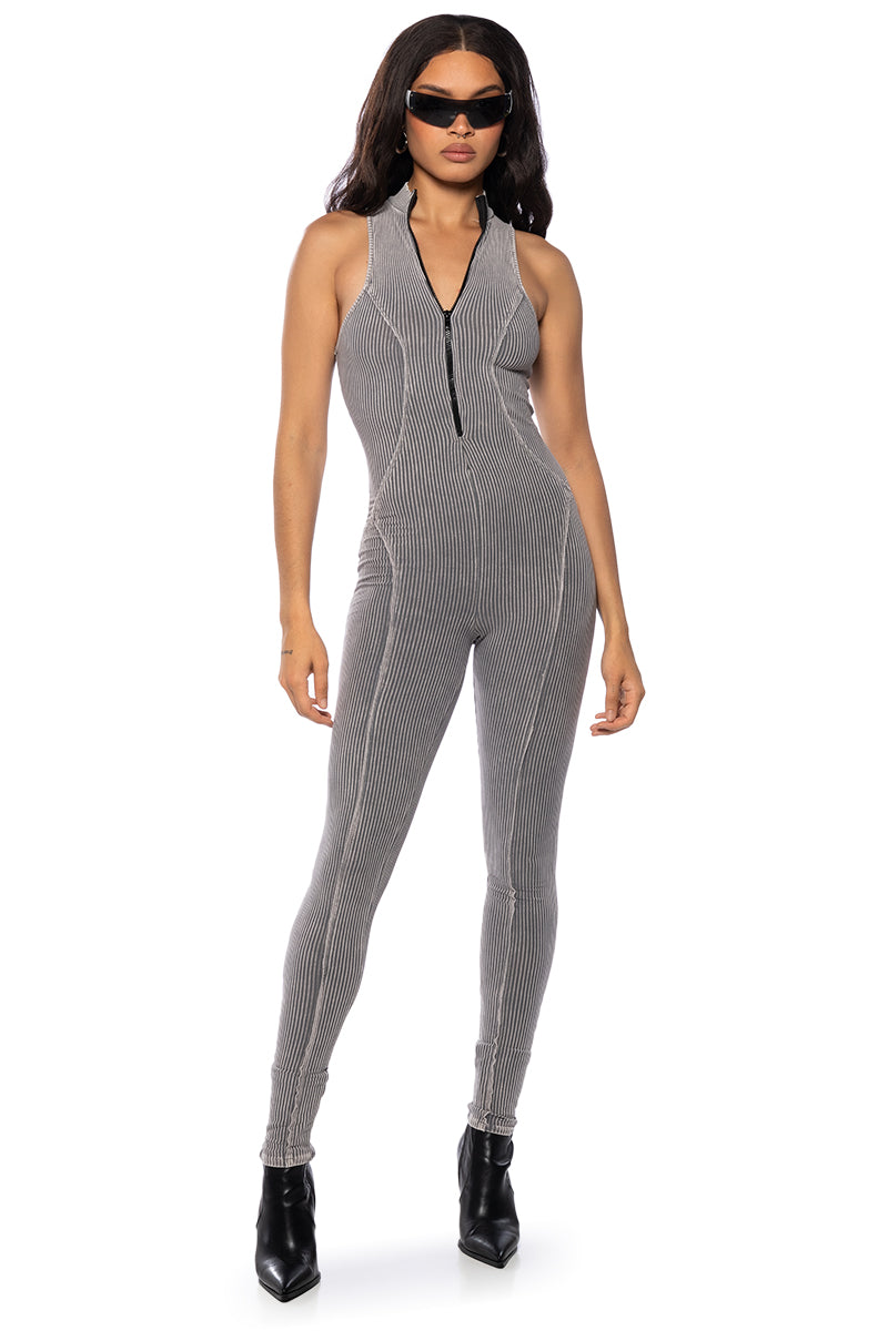 TATIANA ZIP FRONT FITTED JUMPSUIT