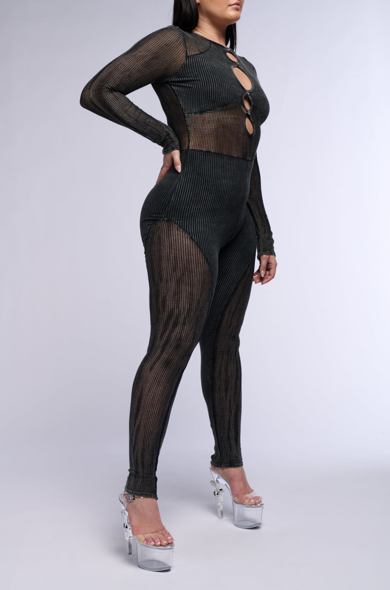 ARCHETYPE MESH KNIT CUTOUT JUMPSUIT