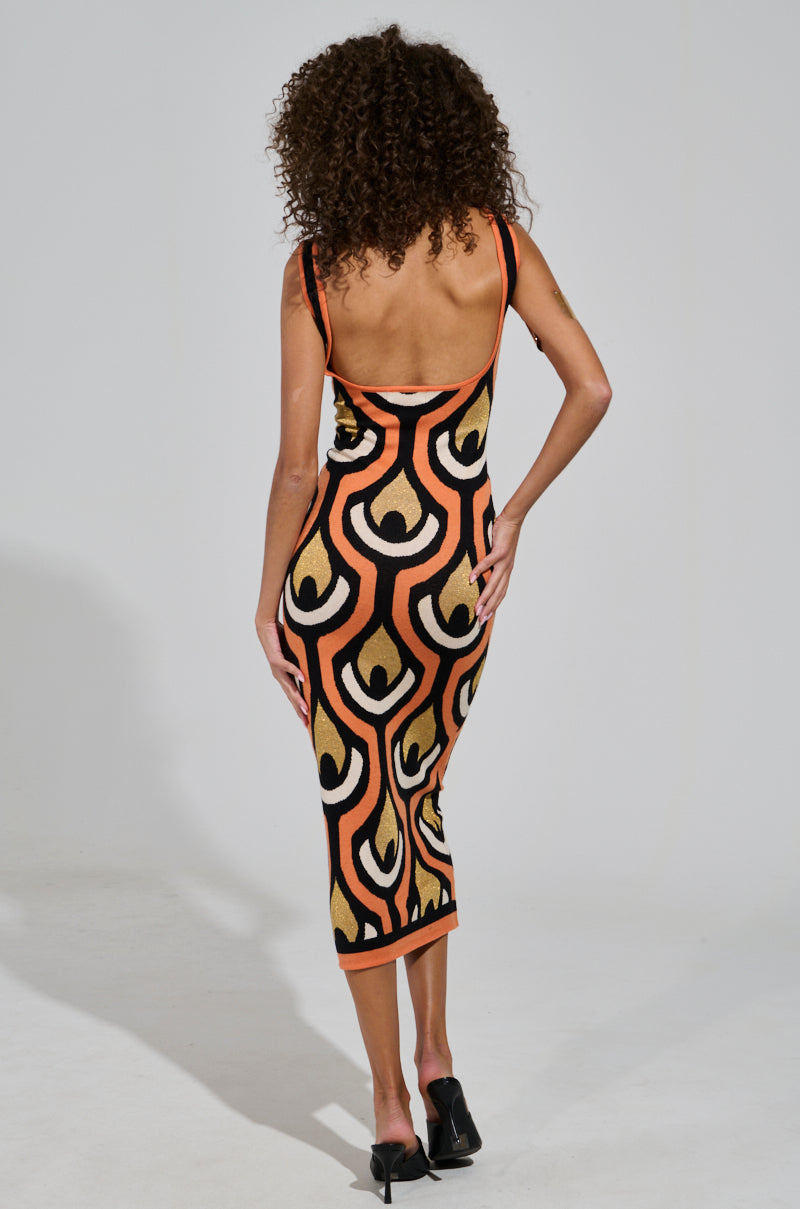 ZIGGY MIDI DRESS IN ORANGE