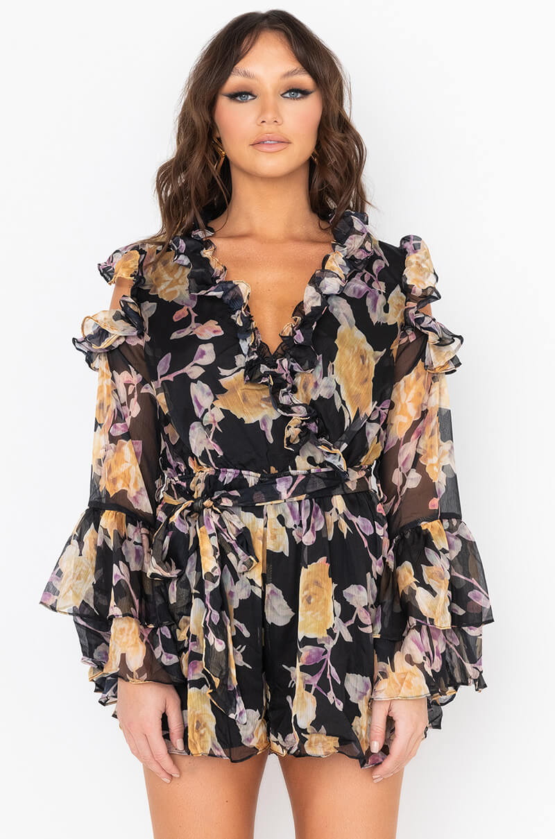 UP TO SOMETHING FLORAL ROMPER