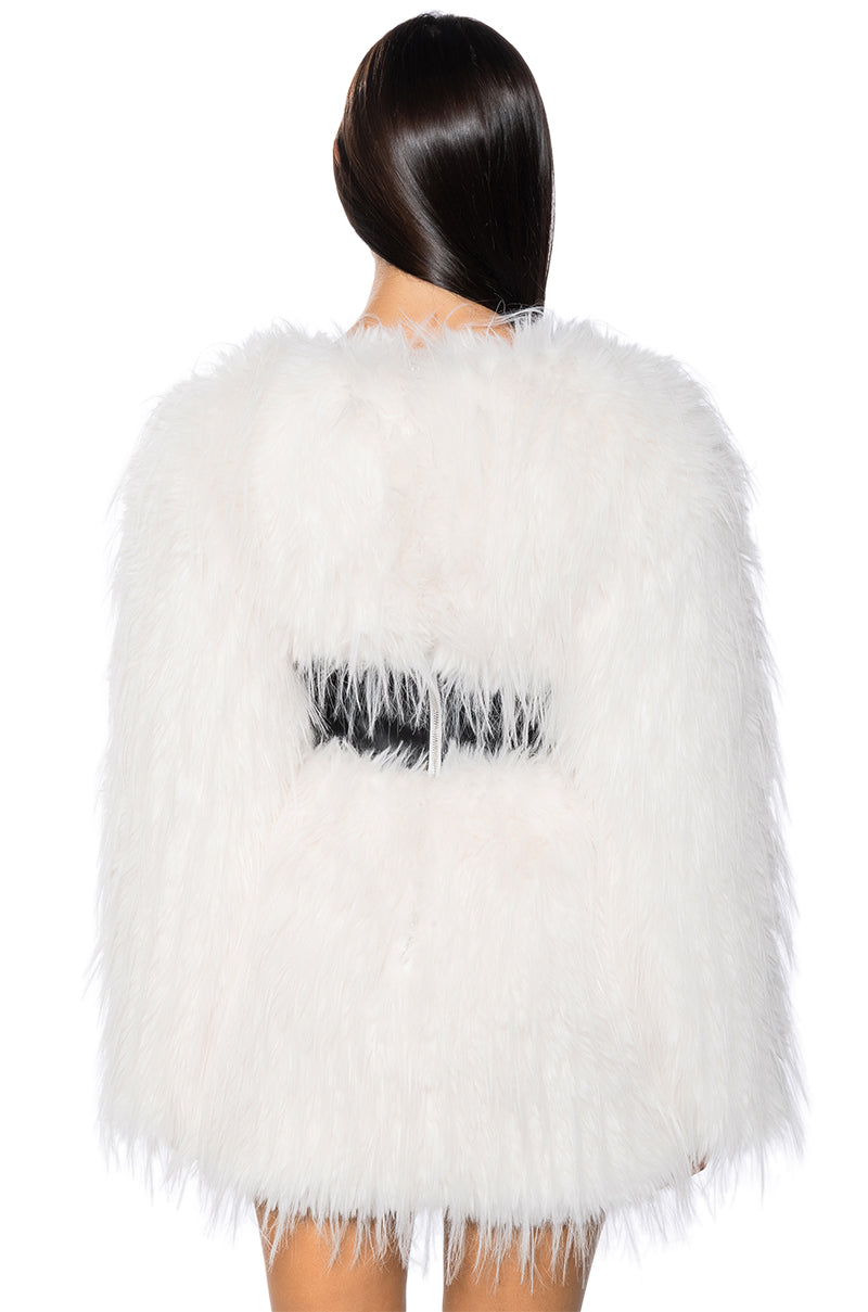 CAMREN FAUX FUR CORSET WAIST MINI DRESS