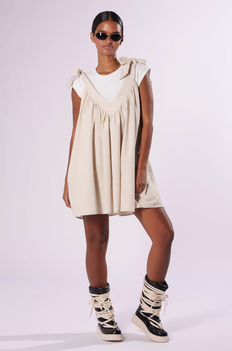 ENDLESS SUMMER TIE STRAP LINEN MINI DRESS