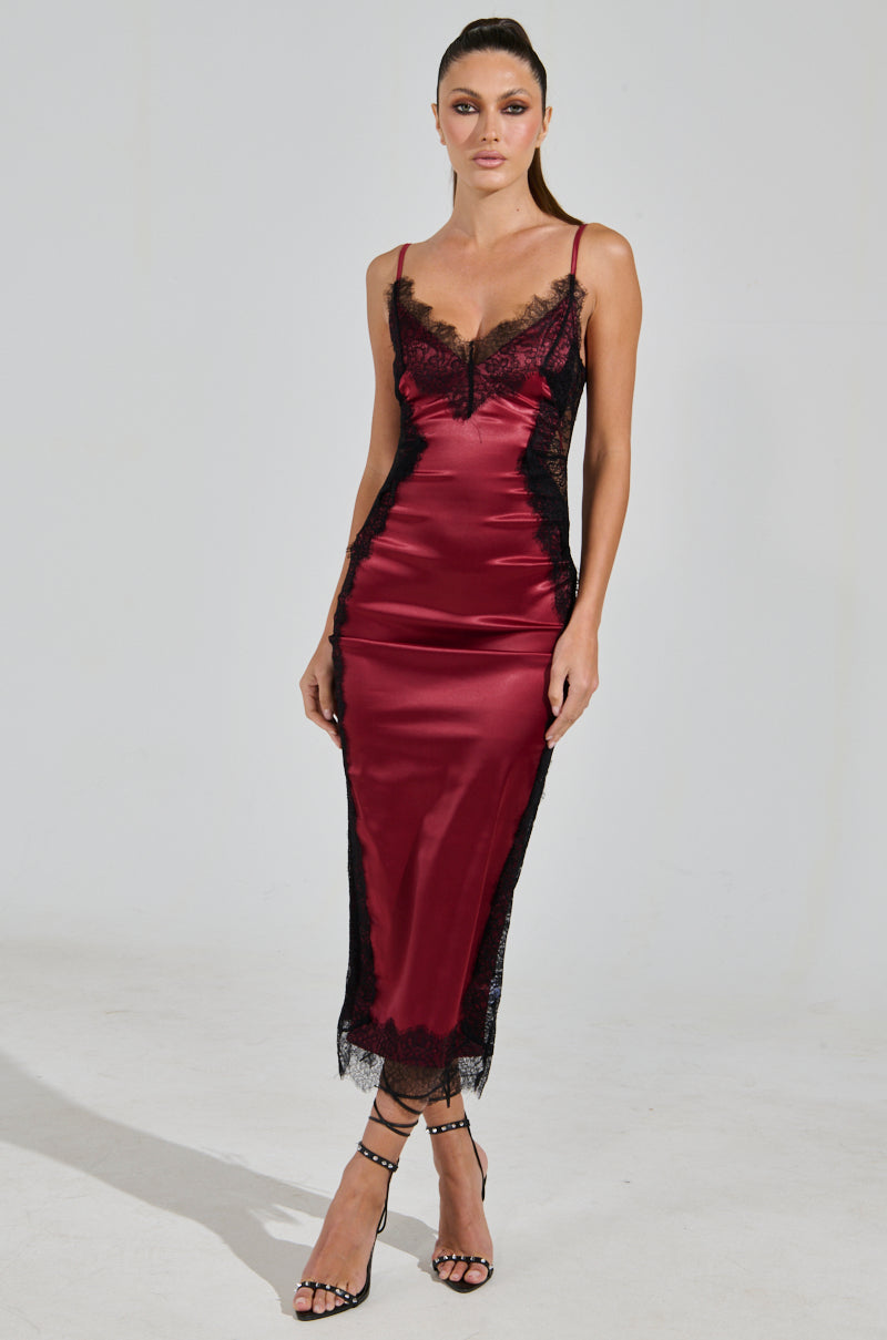 SHOW US WHAT YOU GOT SATIN MIDI DRESS