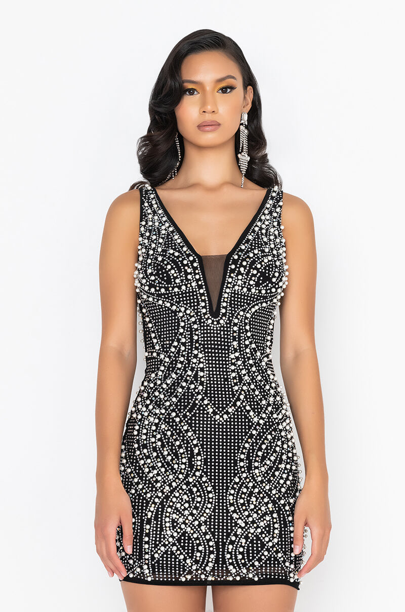 CAN'T TOUCH THIS RHINESTONE MINI DRESS