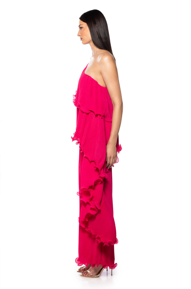 LUCIA PLEATED ONE SHOULDER JUMPSUIT