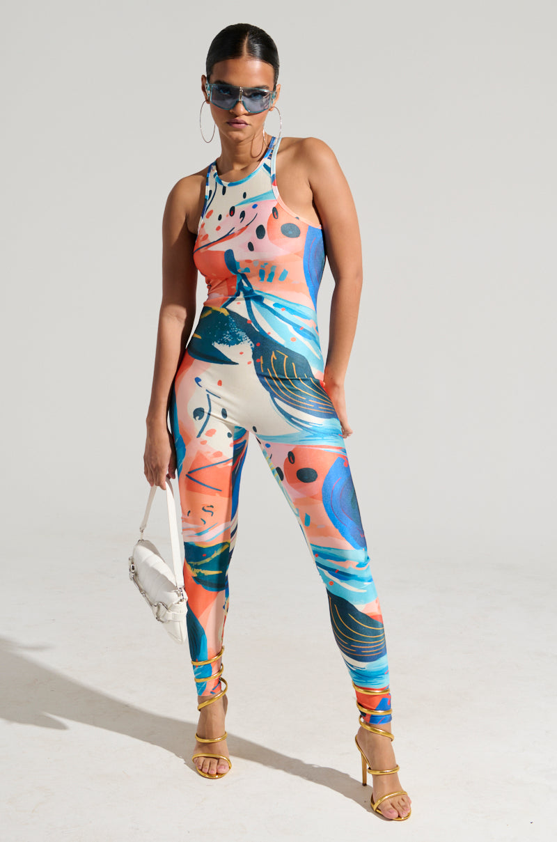 FEELIN MYSELF PRINTED JUMPSUIT