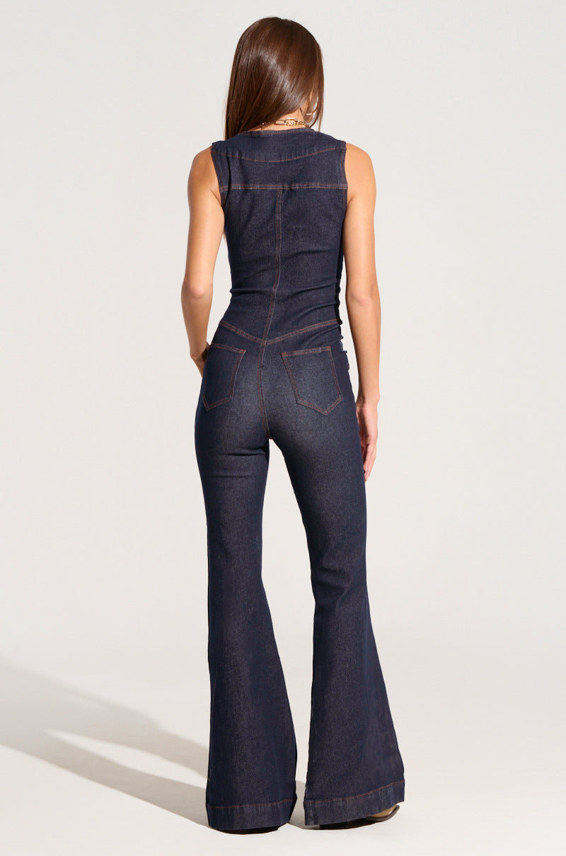 DON'T TEXT DENIM JUMPSUIT