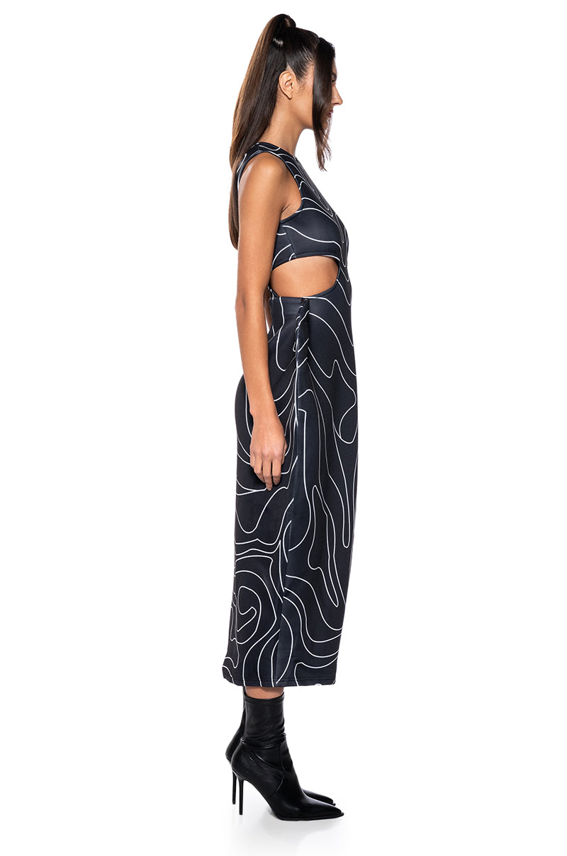 WAVY BABY STRAPLESS MIDI DRESS