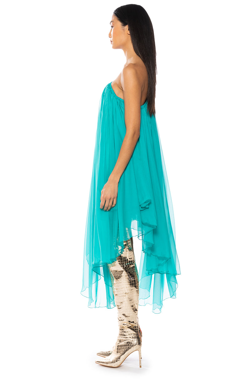 TERRA ONE SHOULDER FLOWY MIDI DRESS