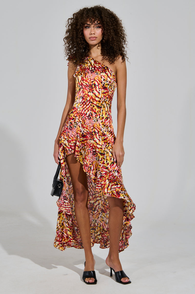 ZAMIRA PRINTED SATIN MAXI DRESS