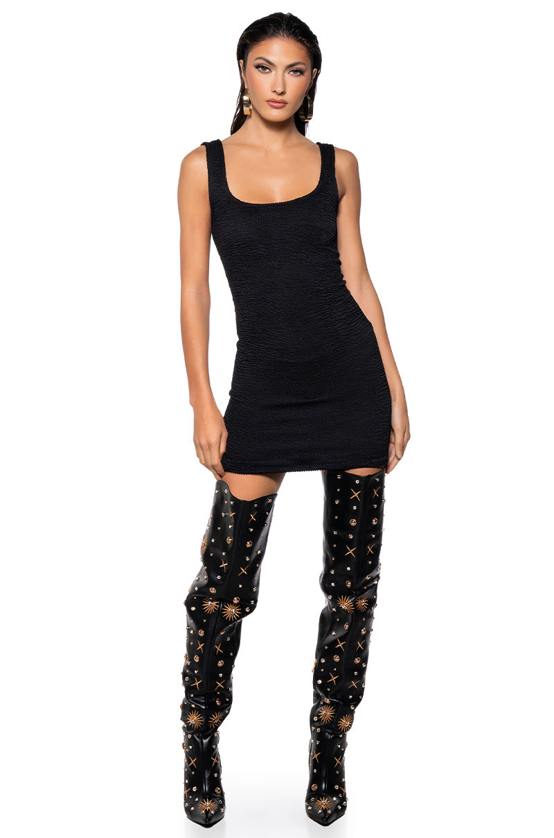 CINCH ME IN KNIT MINI DRESS