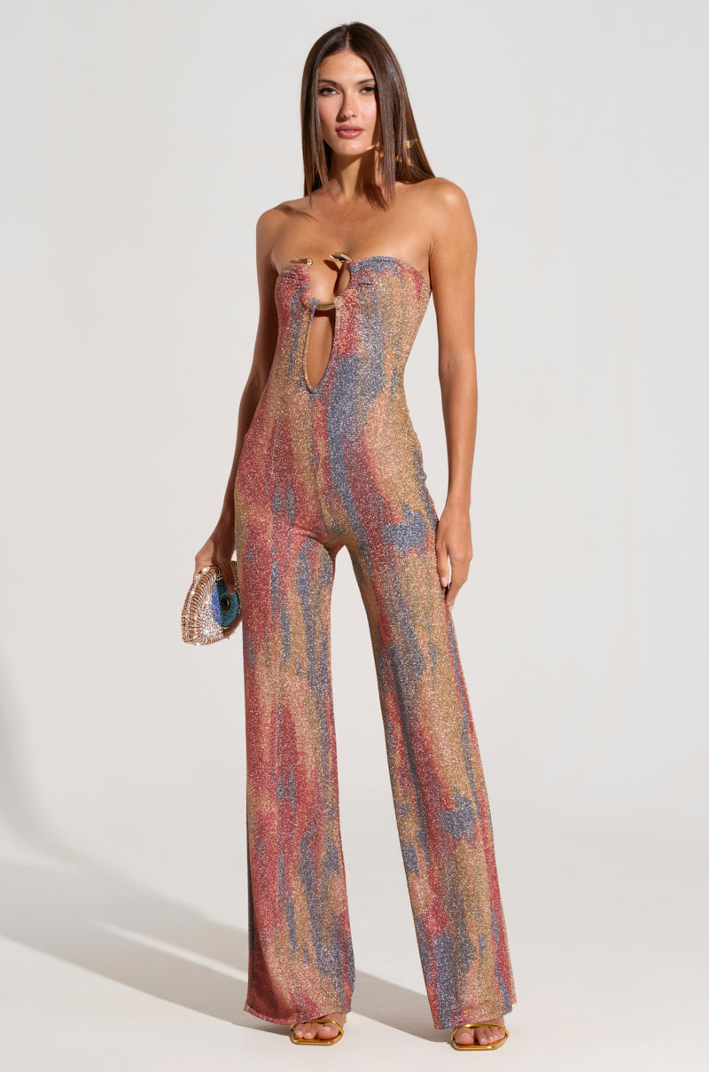 IZARA PRINTED JUMPSUIT WITH SNAKE DETAIL